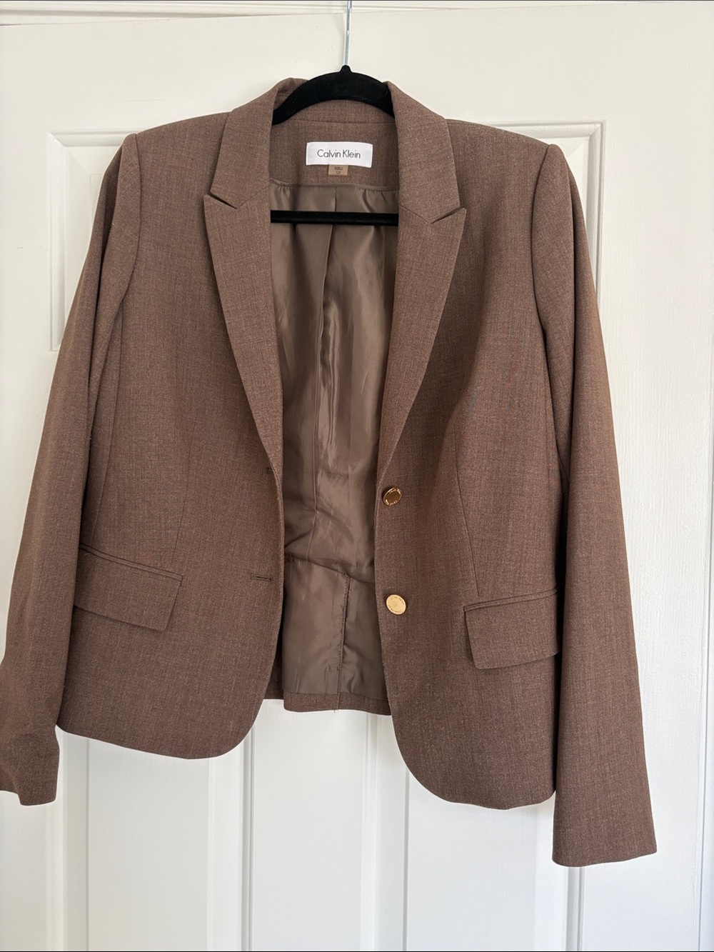 Calvin Klein Women's Taupe-Brown Single-Breasted Blazer